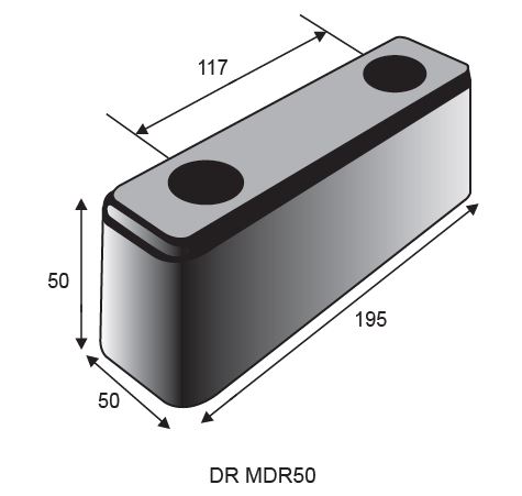 AMBASSADOR MOULDED DOCKING RUBBER 195 X 50 X 50 